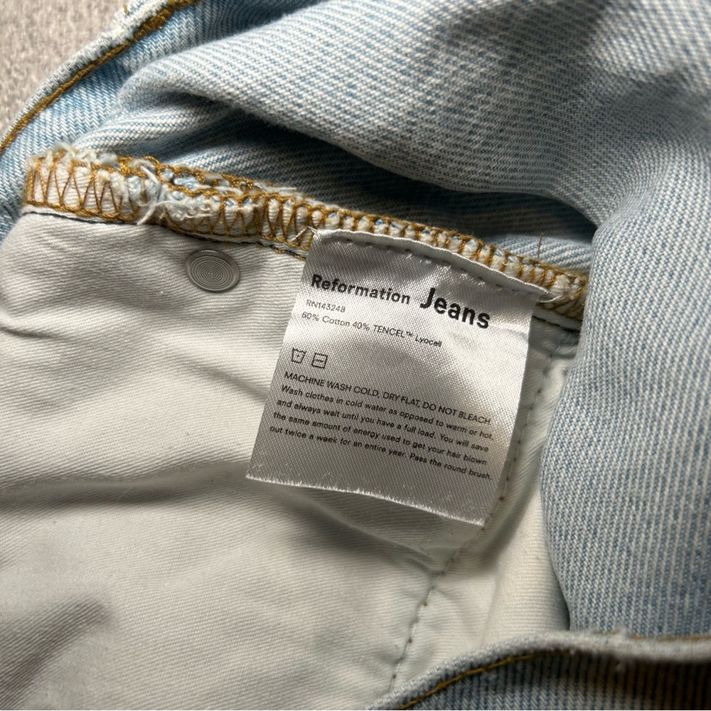 Reformation Cynthia Patch High Rise Straight Jeans in Tahoe Size 25 - Picture 14 of 16